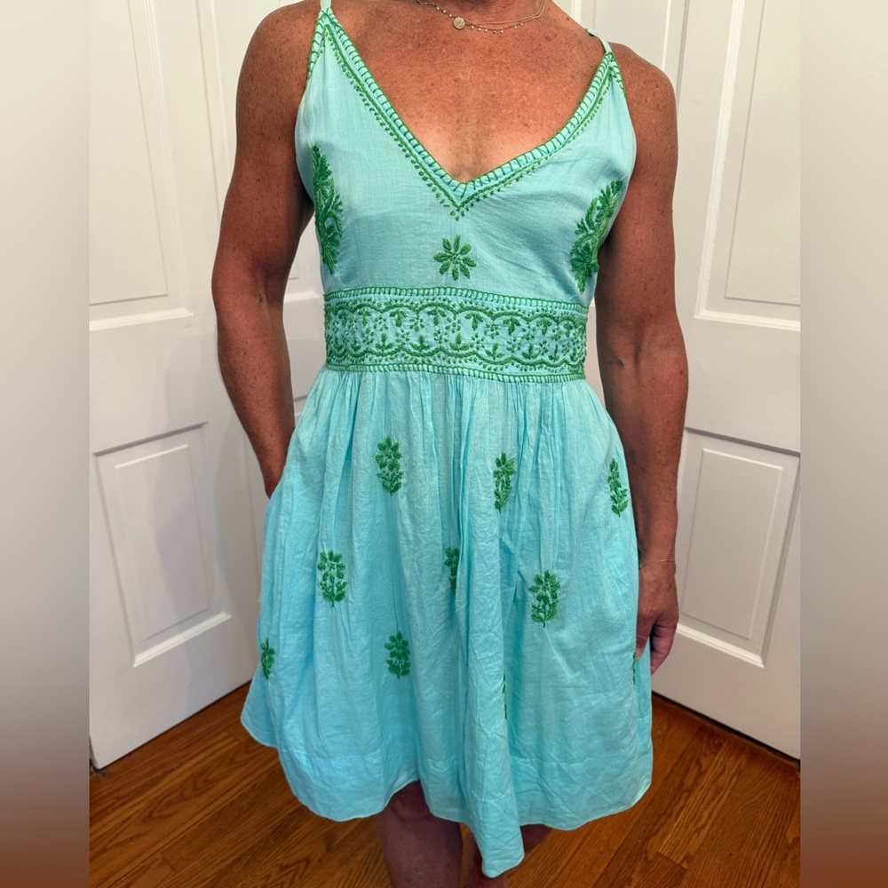 Gretchen Scott Hand-Embroidered Mini Dress